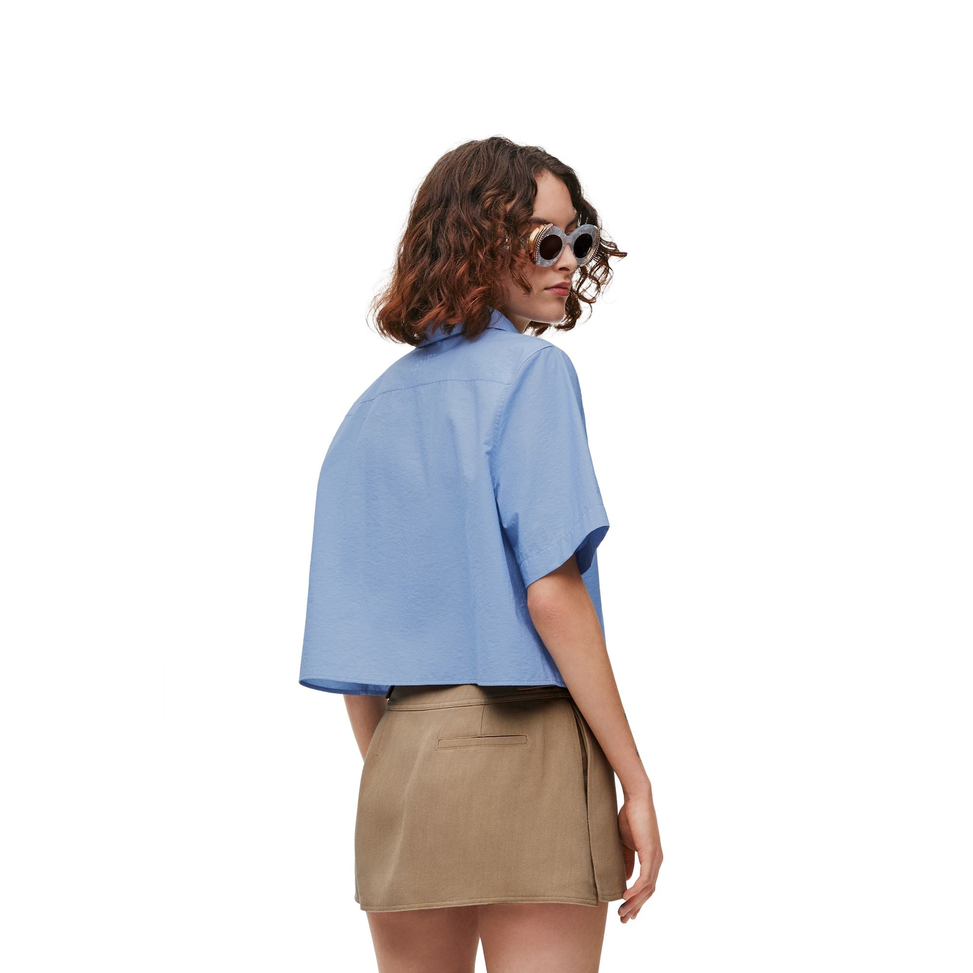 Women Cropped Shirt - Daybreak Blue