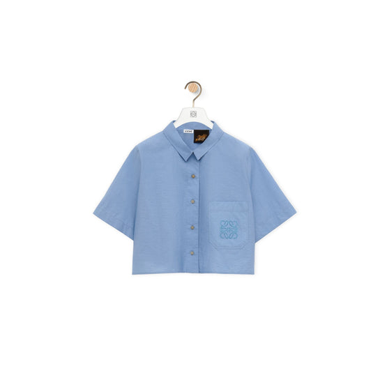 Women Cropped Shirt - Daybreak Blue