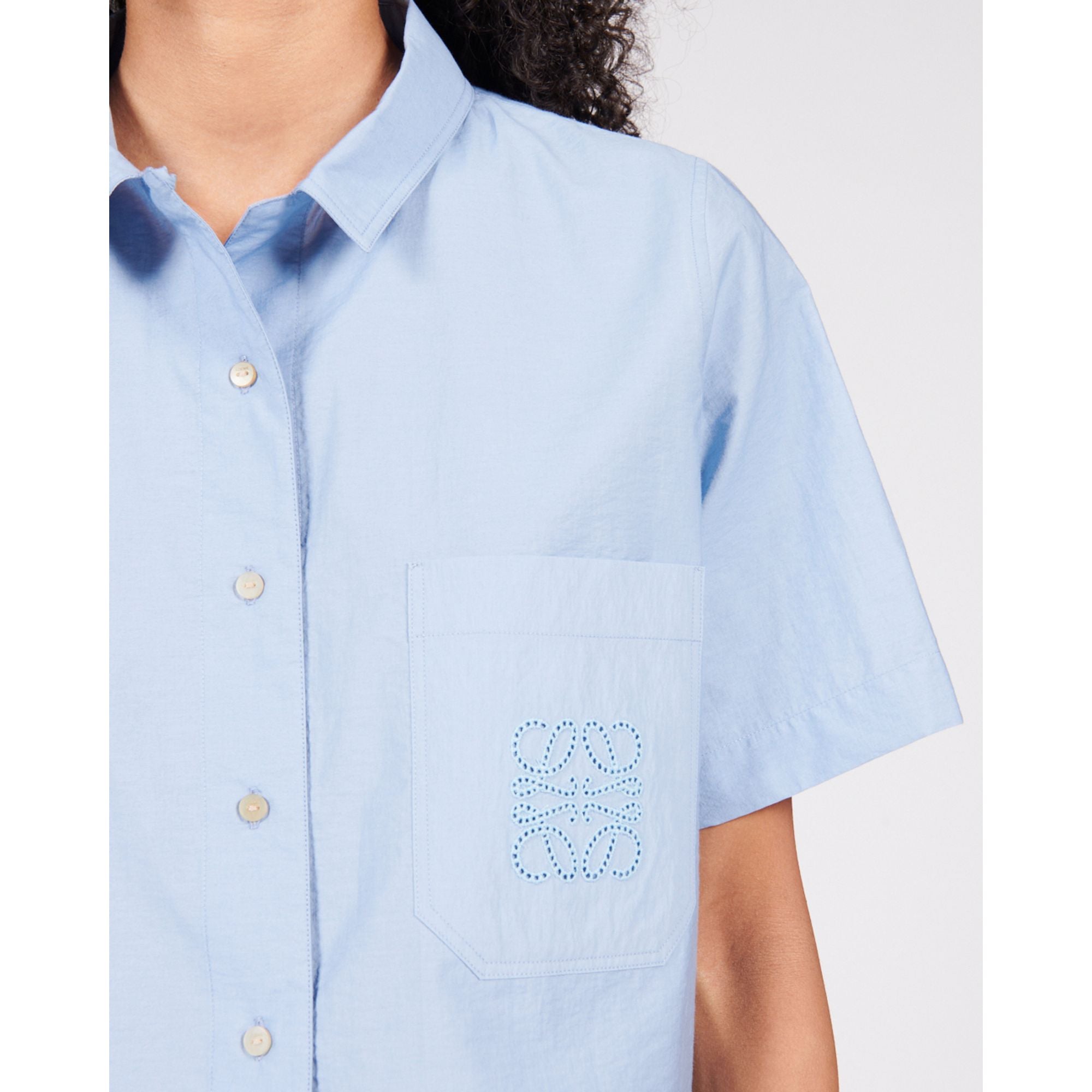 Women Cropped Shirt - Daybreak Blue