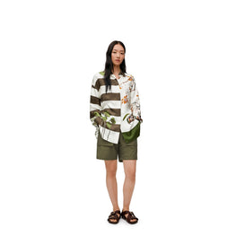 Women Shirt - White/Khaki Green/Multicolor