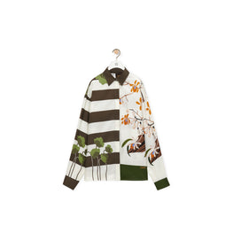 Women Shirt - White/Khaki Green/Multicolor