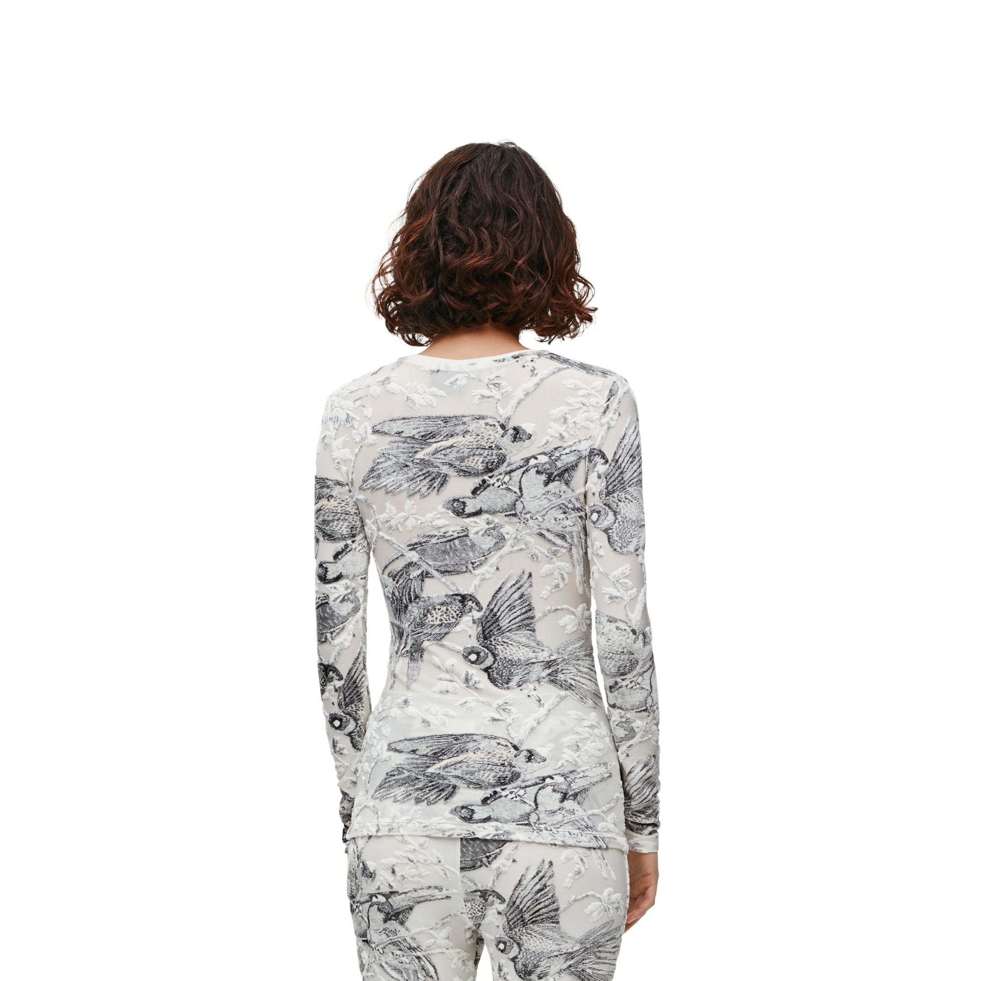 Women Long Sleeve Top - Off White /Multicolor