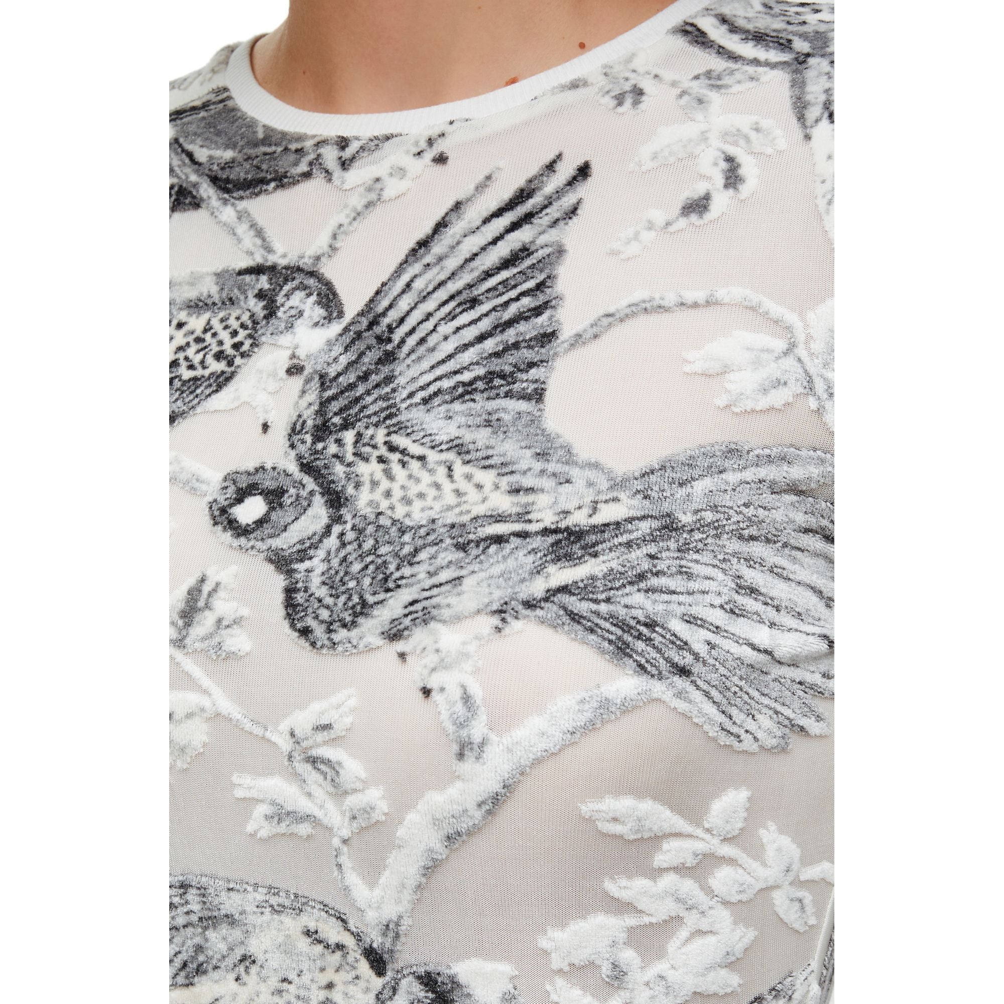 Women Long Sleeve Top - Off White /Multicolor