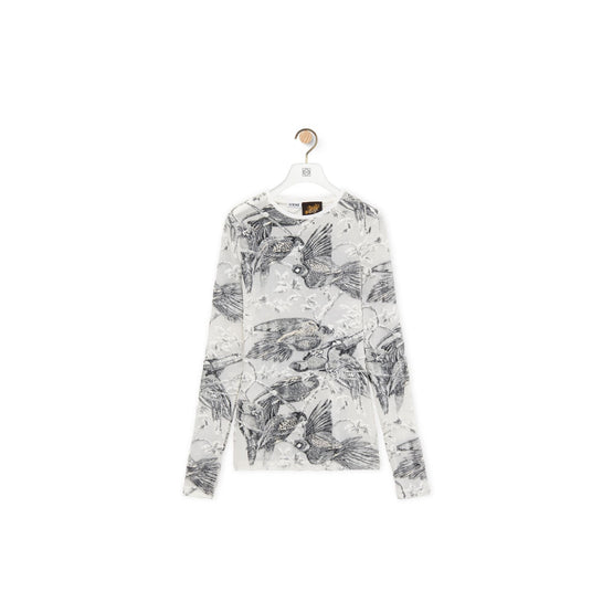 Women Long Sleeve Top - Off White /Multicolor