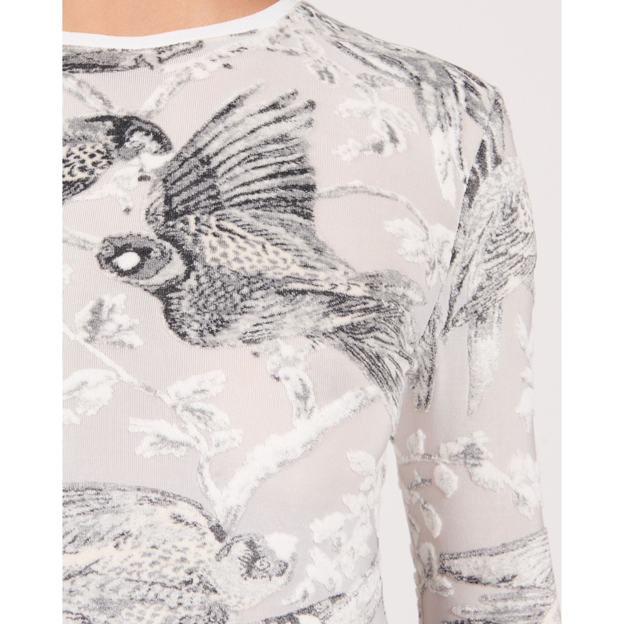 Women Long Sleeve Top - Off White /Multicolor