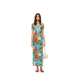 Women Roses Polo Dress - Blue/Multicolor