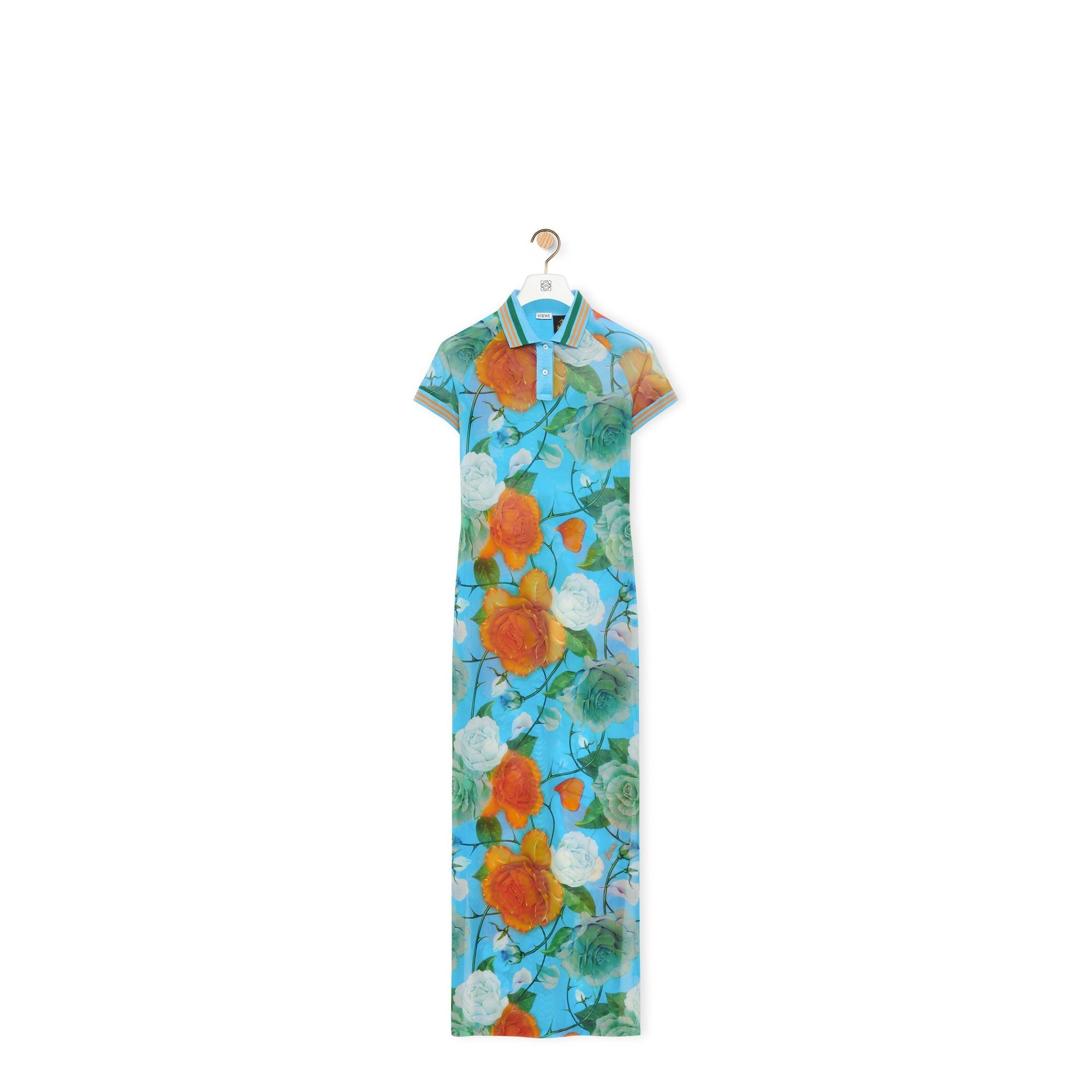 Women Roses Polo Dress - Blue/Multicolor
