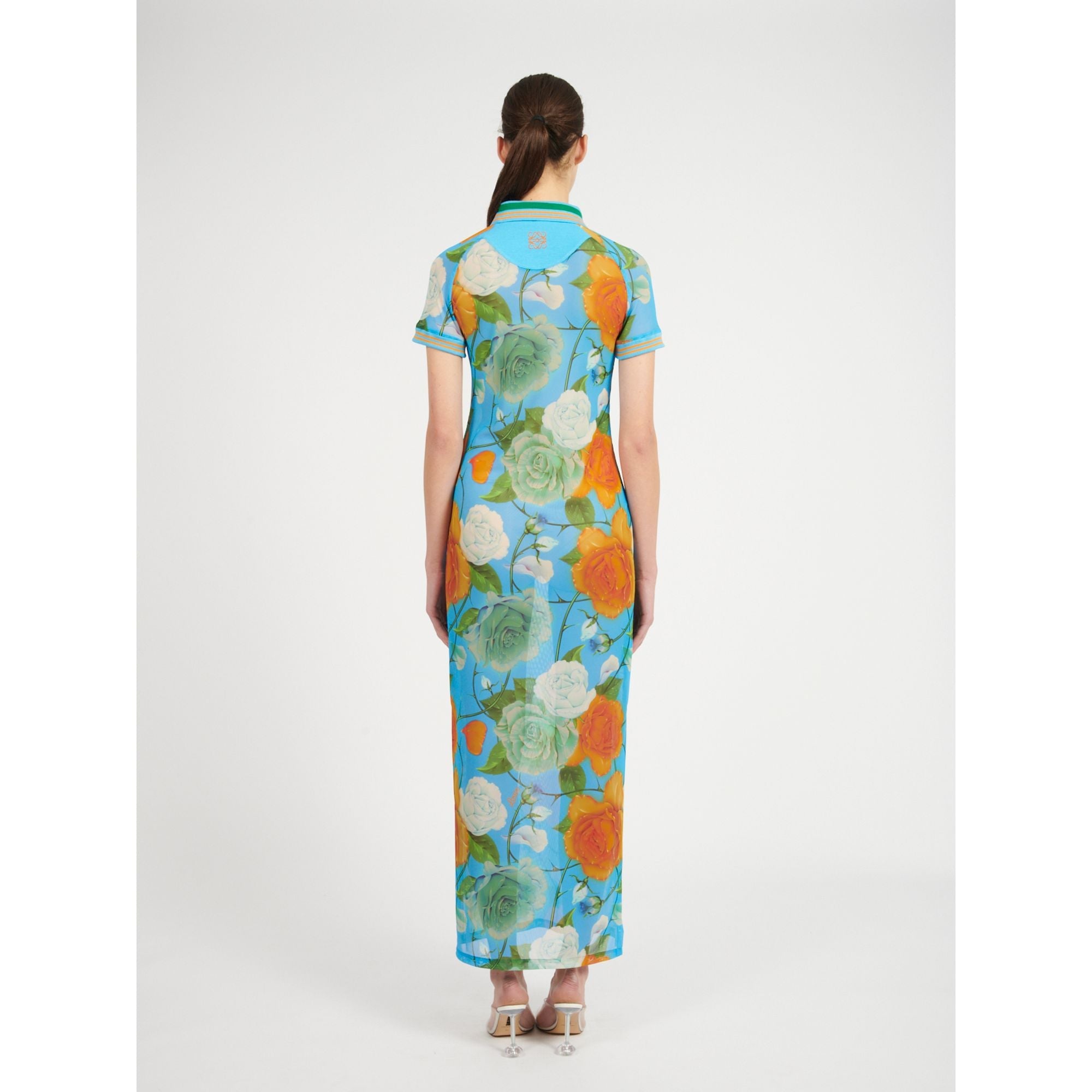 Women Roses Polo Dress - Blue/Multicolor
