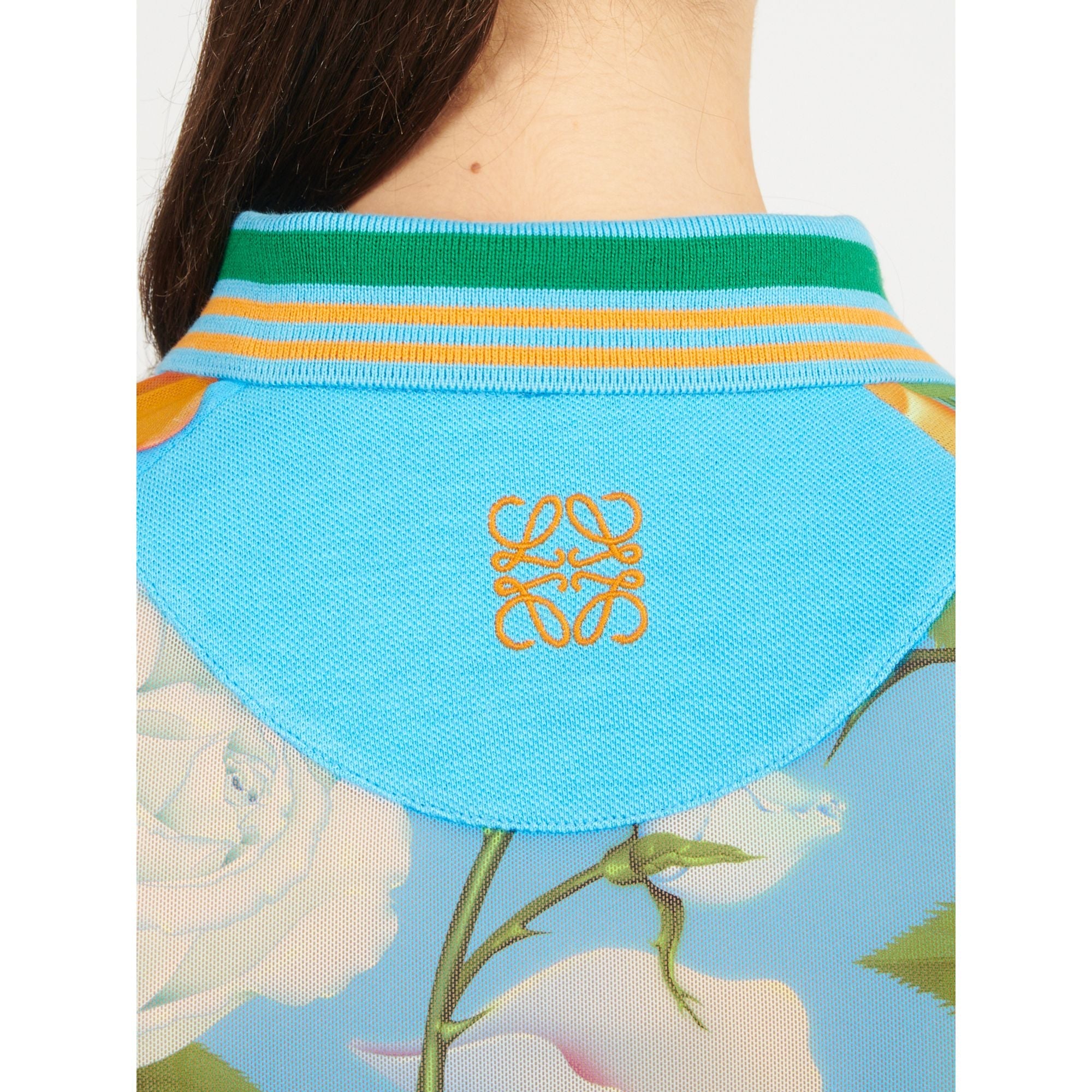 Women Roses Polo Dress - Blue/Multicolor