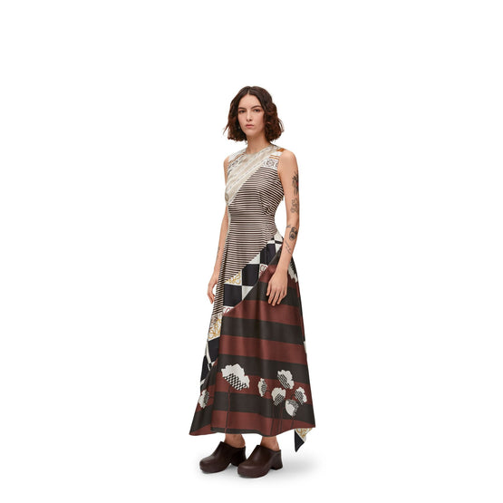 Women Cut-Out Dress - Light Beige/Multicolor
