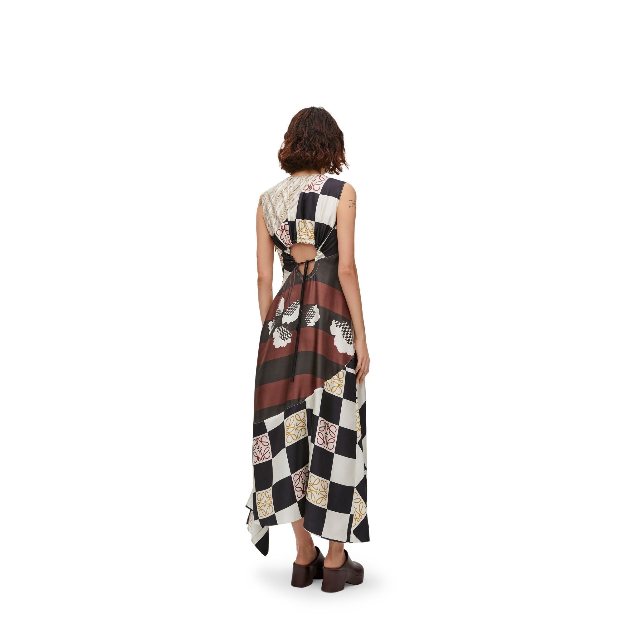 Women Cut-Out Dress - Light Beige/Multicolor