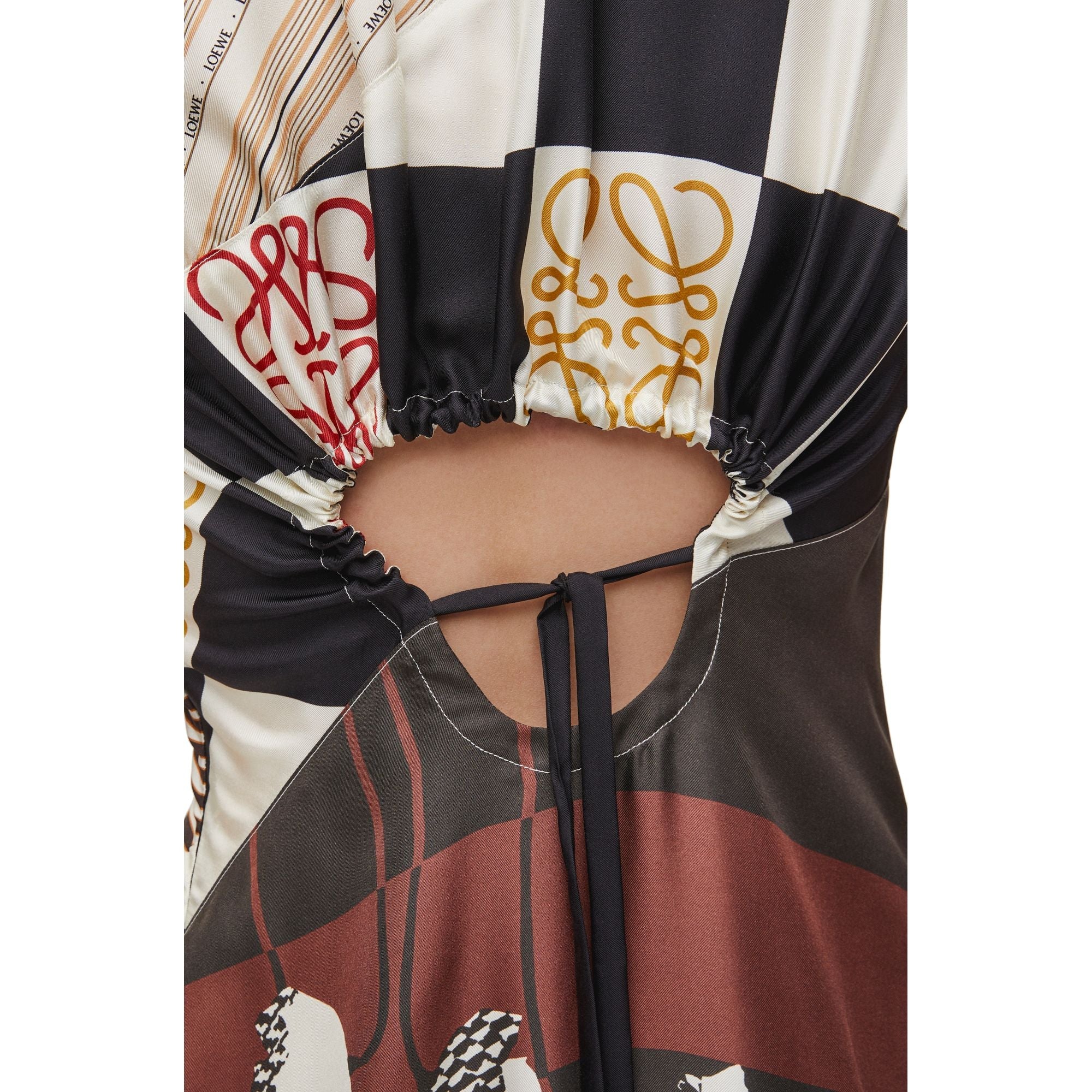 Women Cut-Out Dress - Light Beige/Multicolor
