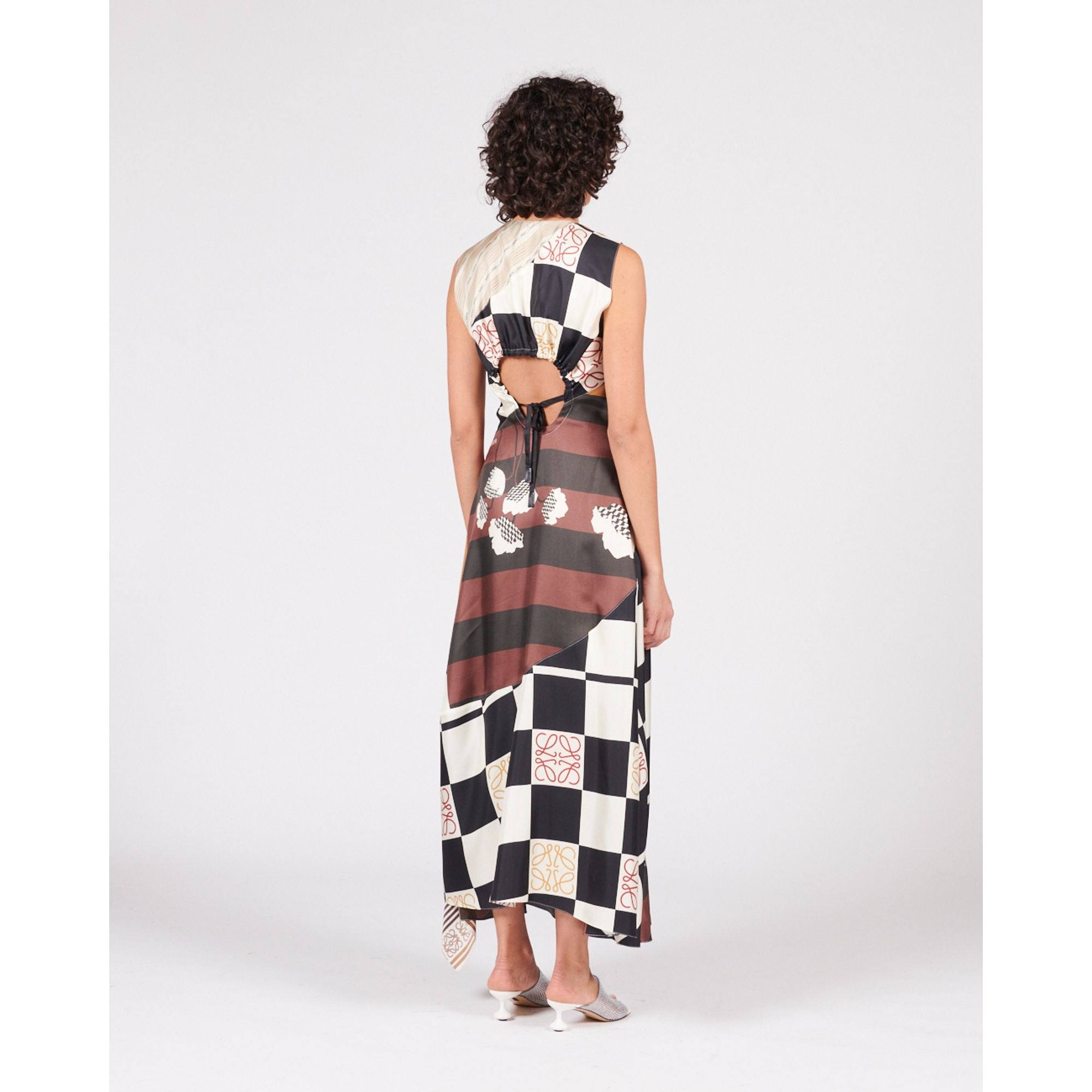 Women Cut-Out Dress - Light Beige/Multicolor