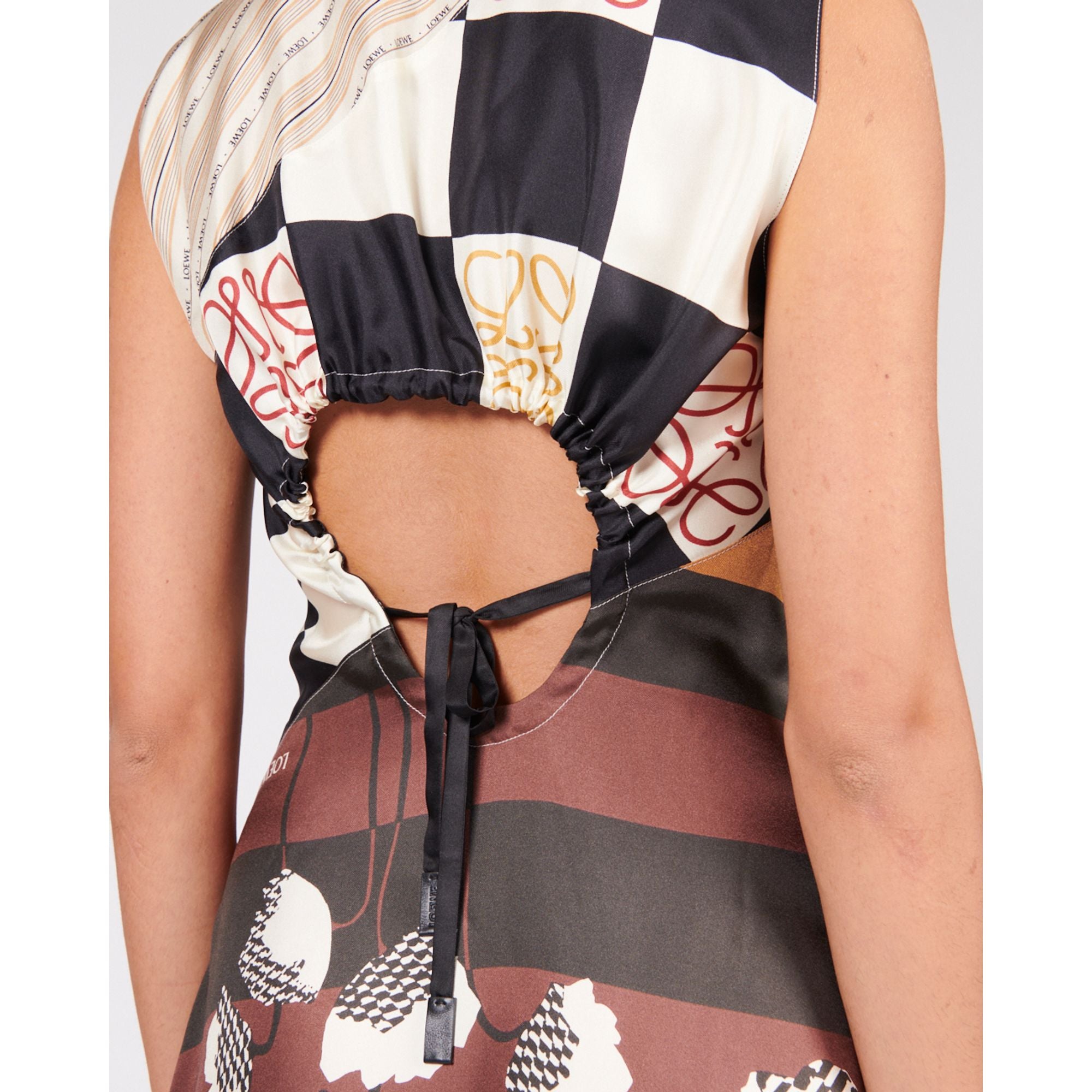 Women Cut-Out Dress - Light Beige/Multicolor