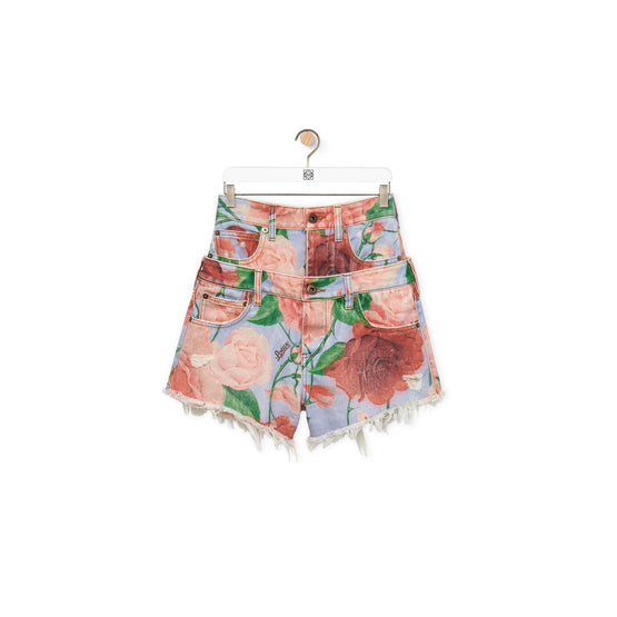 Women Roses Shorts - Pink/Red