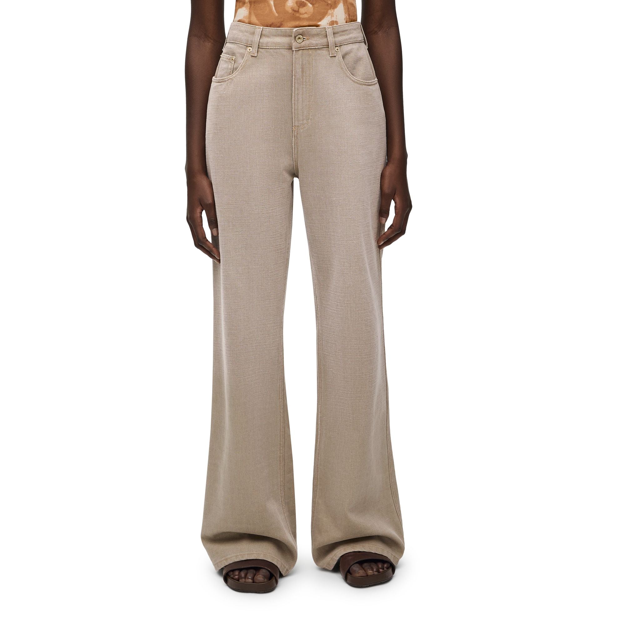 Women Bootleg Jeans Af - Beige
