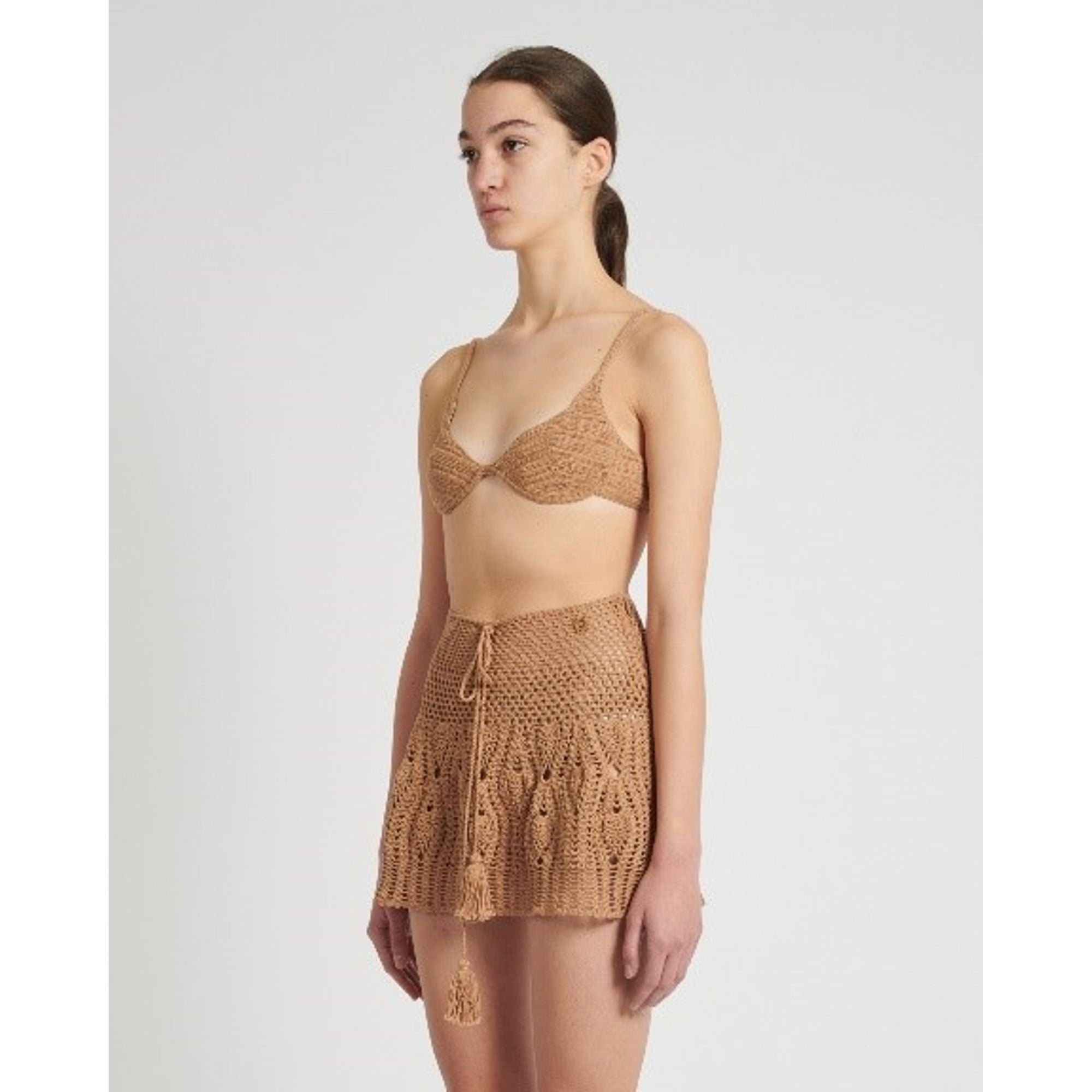 Women Crochet Bra Top - Beige