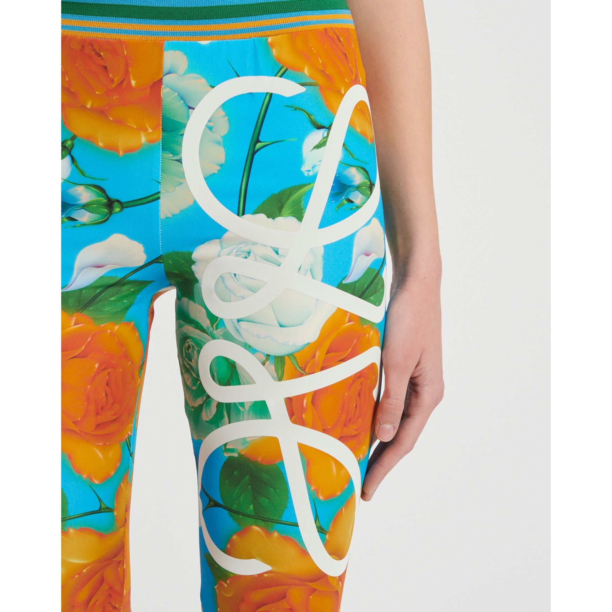 Women Roses Cycling Shorts - Blue/Multicolor