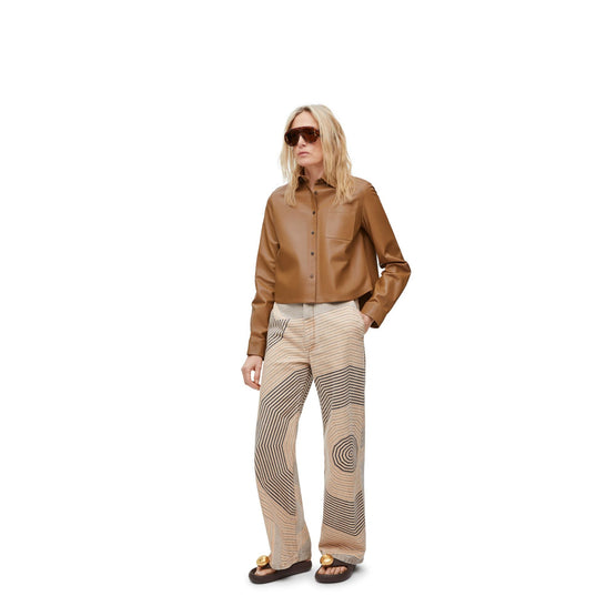 Women Trapeze Shirt - Light Grey/Brown
