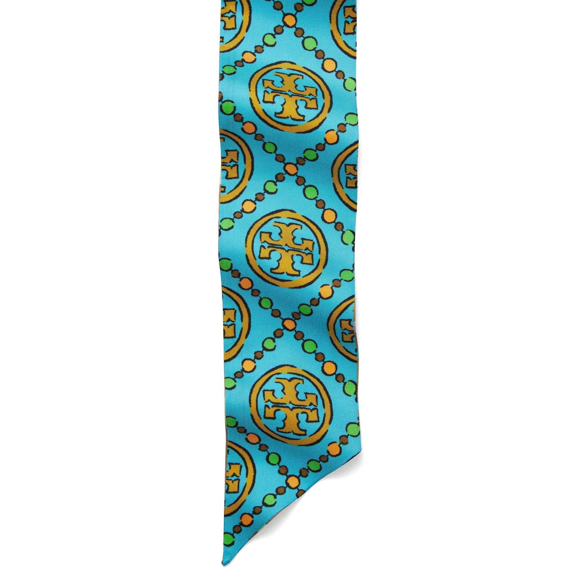 Women T Monogram Ribbon Tie - Bright Blue