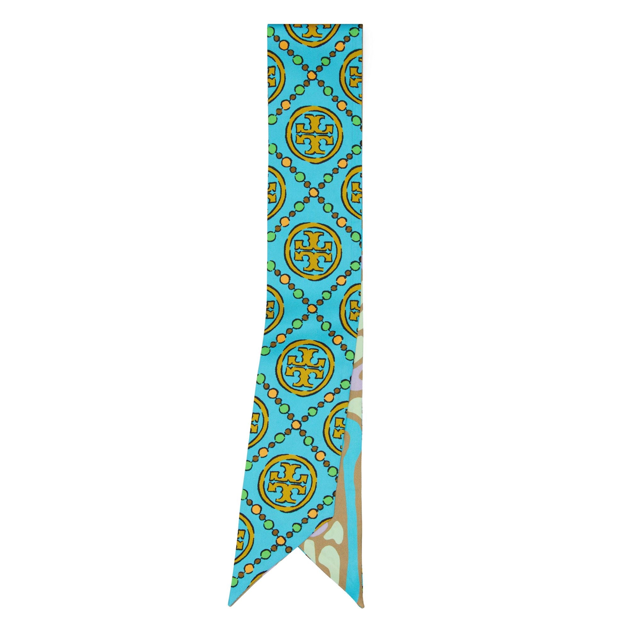 Women T Monogram Ribbon Tie - Bright Blue