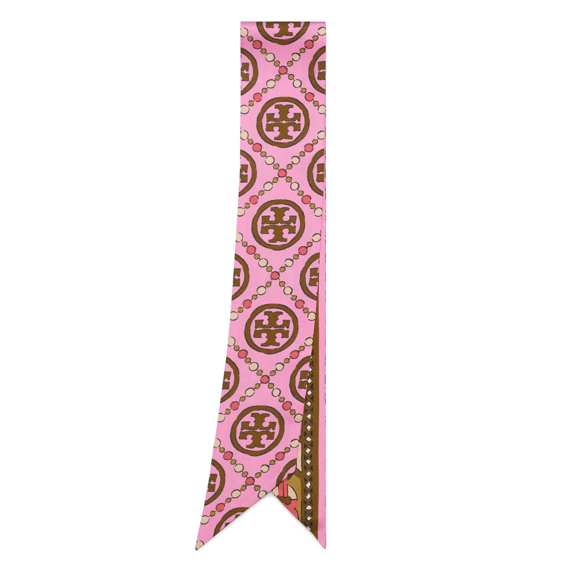 Women T Monogram Ribbon Tie - Bright Pink