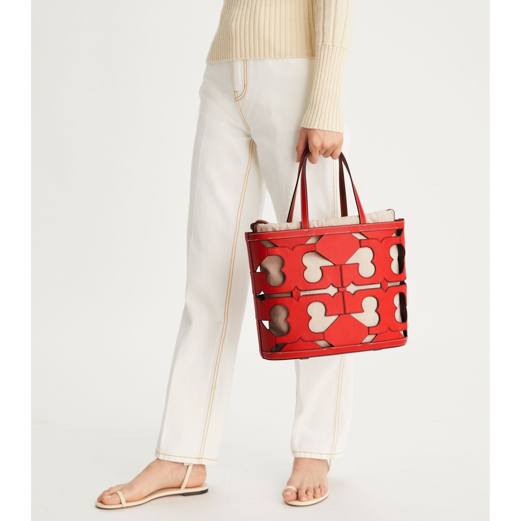Women Cutout Logo Small Tote - Cherry Apple