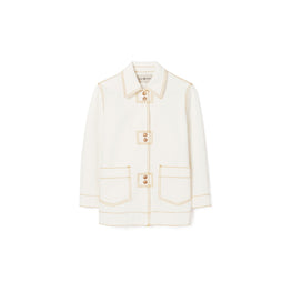 Women Denim Shirt Jacket - White Wash