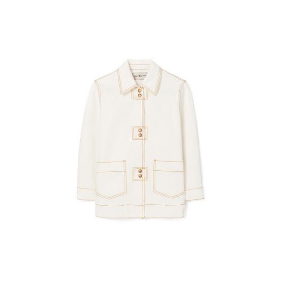 Women Denim Shirt Jacket - White Wash