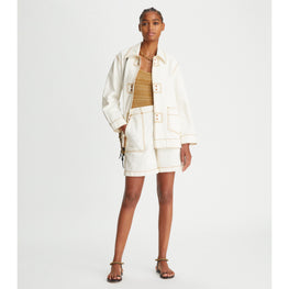 Women Denim Shirt Jacket - White Wash