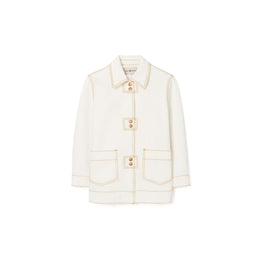 Women Denim Shirt Jacket - White Wash