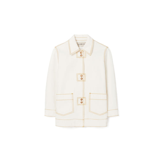 Women Denim Shirt Jacket - White Wash