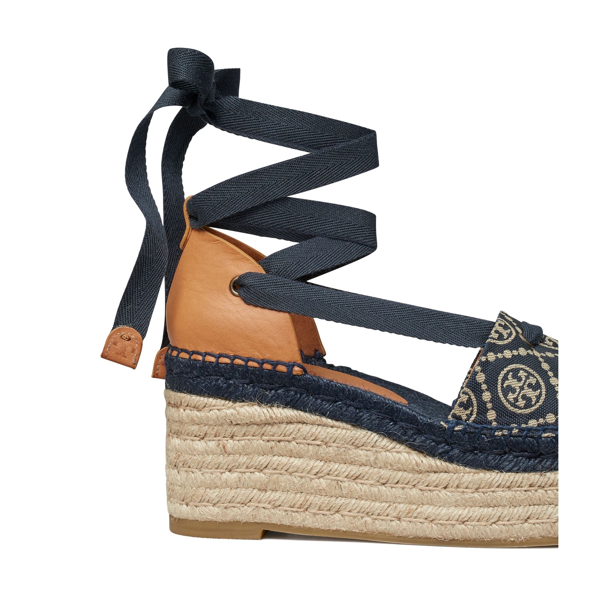 Women T Monogram Espadrille Wedge 75Mm - Inverse Navy T-Monogram /  Jazz Cuoio