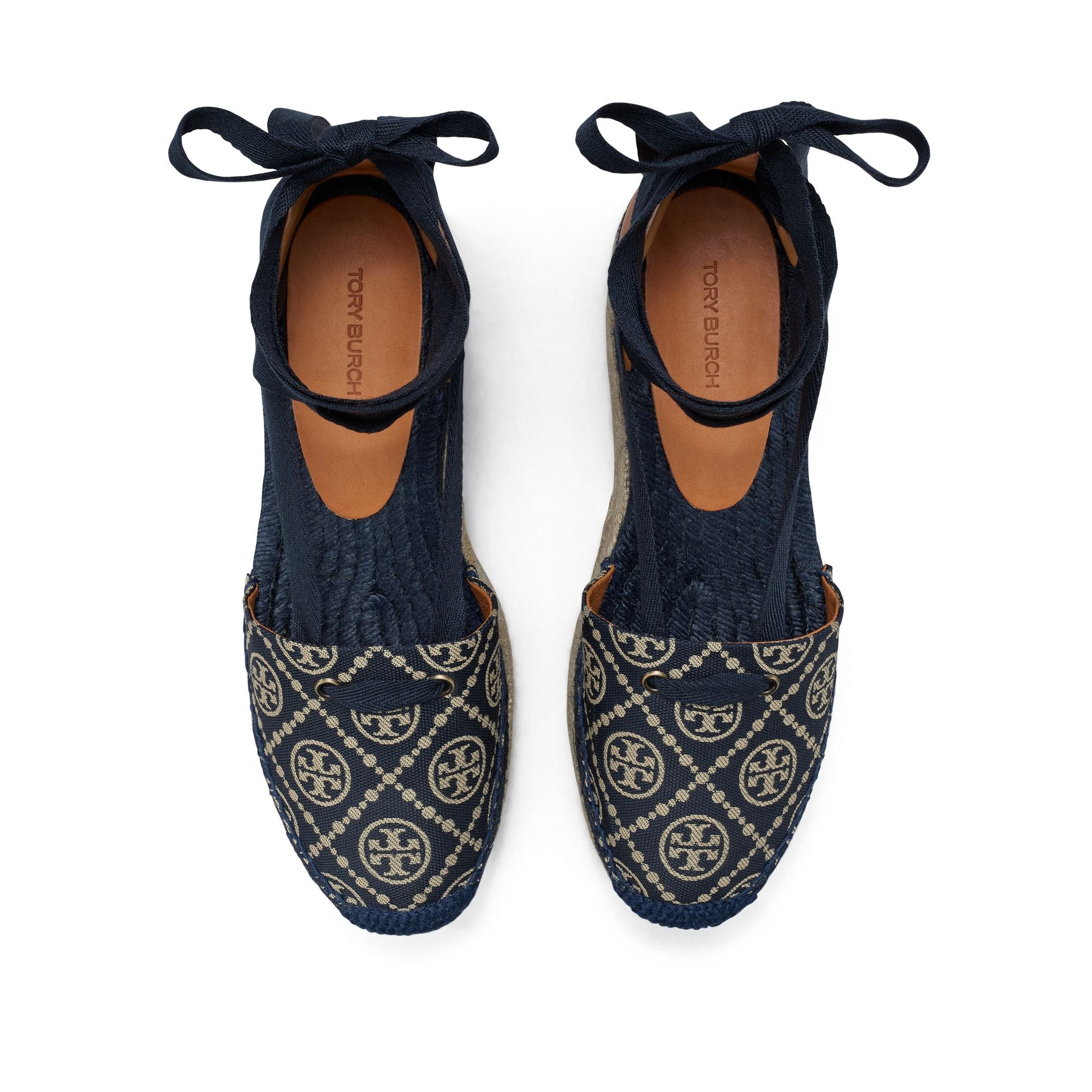 Women T Monogram Espadrille Wedge 75Mm - Inverse Navy T-Monogram /  Jazz Cuoio