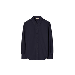 Women Cotton Poplin Shirt - Medium Navy