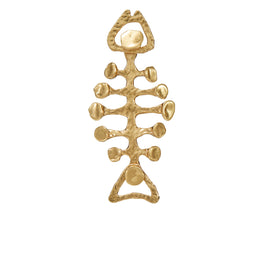 Women Brutalist Fish Earring - Antique Light Brass