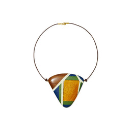 Women Geo Wood Necklace - Rolled Gold / Multi