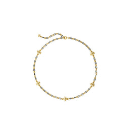 Women Roxanne Chain Striped Delicate Necklace - Rolled Tory Gold / Black