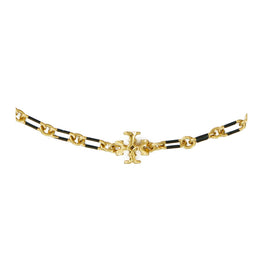 Women Roxanne Chain Striped Delicate Necklace - Rolled Tory Gold / Black