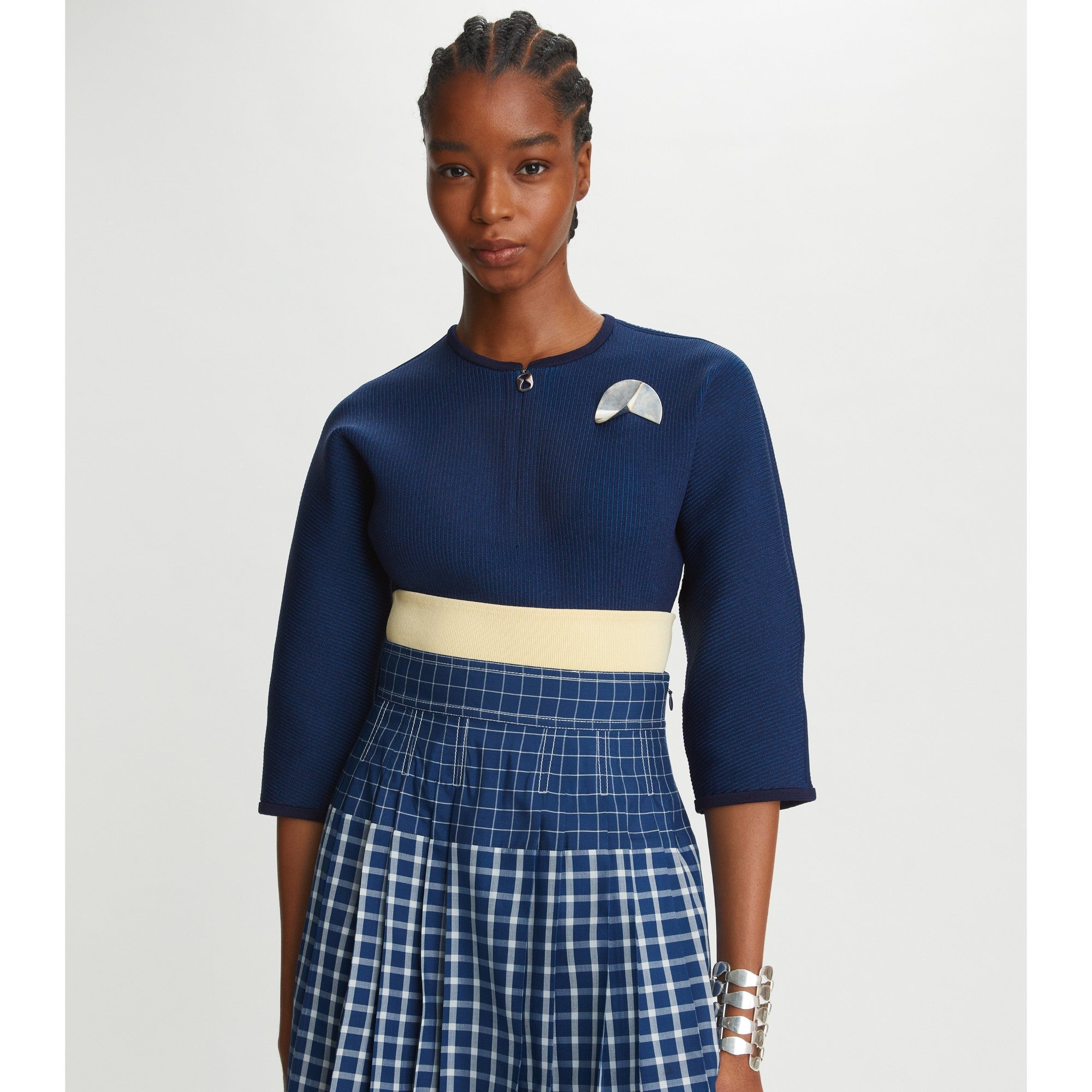 Women Plaited-Rib Quarter Zip - Tory Navy / Bright Sea