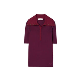 Women Plaited-Rib Polo - Royal Burgundy / Tory Navy