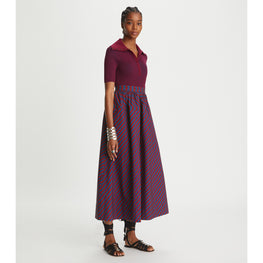 Women Plaited-Rib Polo - Royal Burgundy / Tory Navy