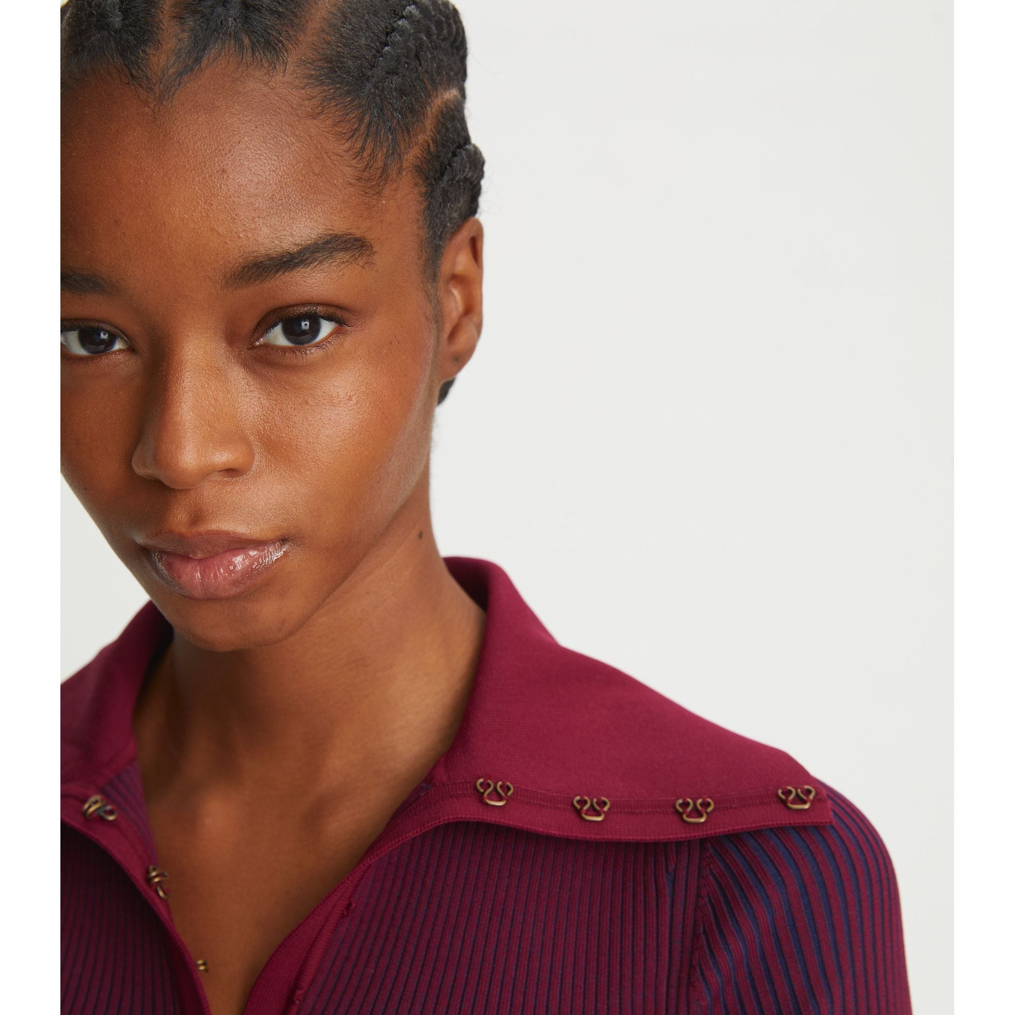 Women Plaited-Rib Polo - Royal Burgundy / Tory Navy