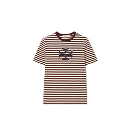 Women Woven Double T T-Shirt - Evening Plum/French Cream