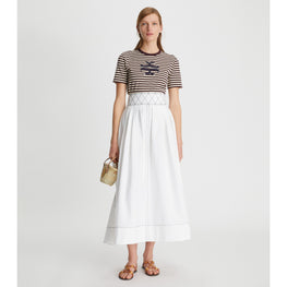 Women Woven Double T T-Shirt - Evening Plum/French Cream