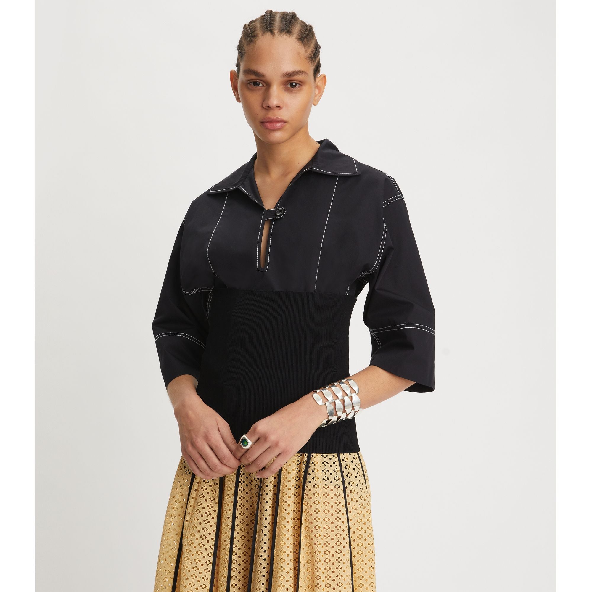 Women Cotton Poplin Tunic - Black