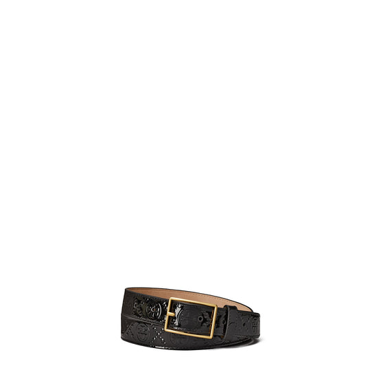 Women 1" T Monogram Patent Belt - Black