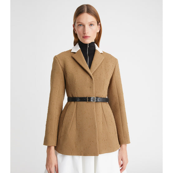 Women 1" T Monogram Patent Belt - Black