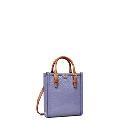 Women T Monogram Patent Embossed Mini N/S Tote - Dark Lotus