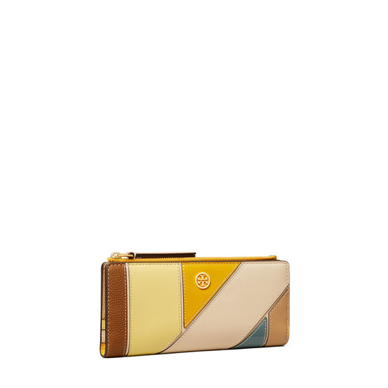 Women Robinson Patchwork Zip Slim Wallet - New Cream